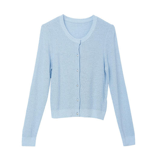 慵懒风浅紫针织开衫 春季新款圆领宽松显瘦空调衫外搭 商品图1