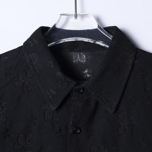 6968SDSA男士秋冬新款痞帅男装潮牌显瘦镂空花卉翻领长袖衬衫百搭时尚 商品图1