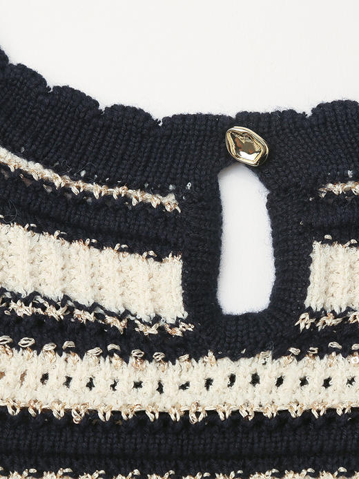 透气肌理感针织背心 春季藏青白条纹百搭外穿内搭无袖上衣 商品图3