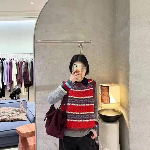 F012471春季新品复古甜妹氛围感撞色条纹针织马甲 商品图7