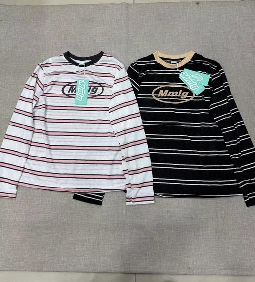 F012484春季新款女版logo撞色条纹长袖t恤 商品图3