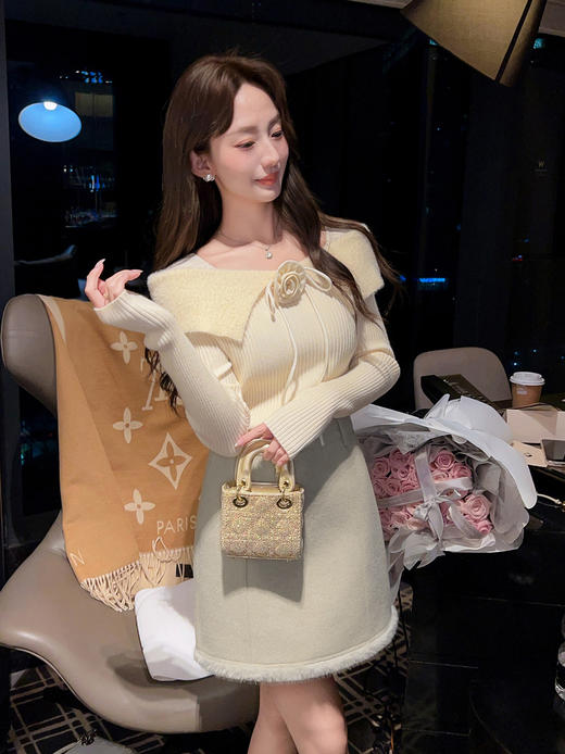 张心子【甜茶派对】高级感拼接毛毛半身裙 U2601024 商品图12