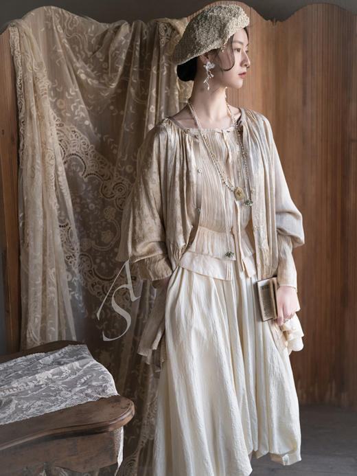 Phaedo  米金色丝羊毛细褶胸衣 商品图6