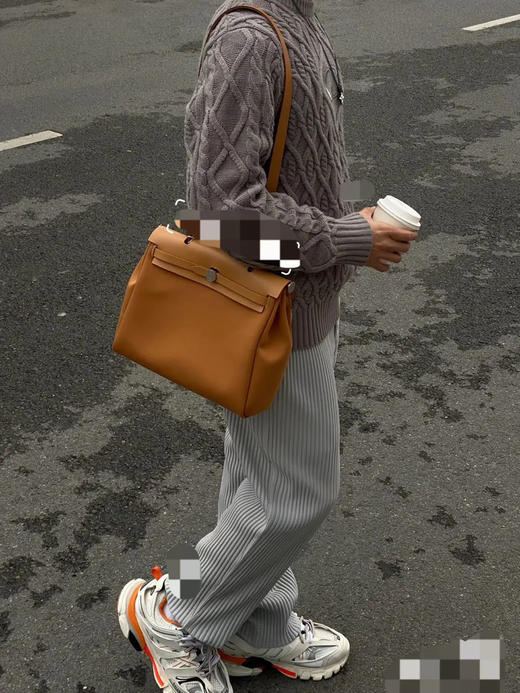 爱马仕 herbag31 金棕拼橙色 双色 帆布包 商品图2