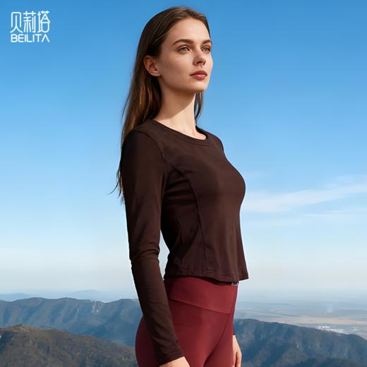 贝莉塔圆领加厚加绒瑜伽服女修身套衫运动上衣BLT5218 商品图0