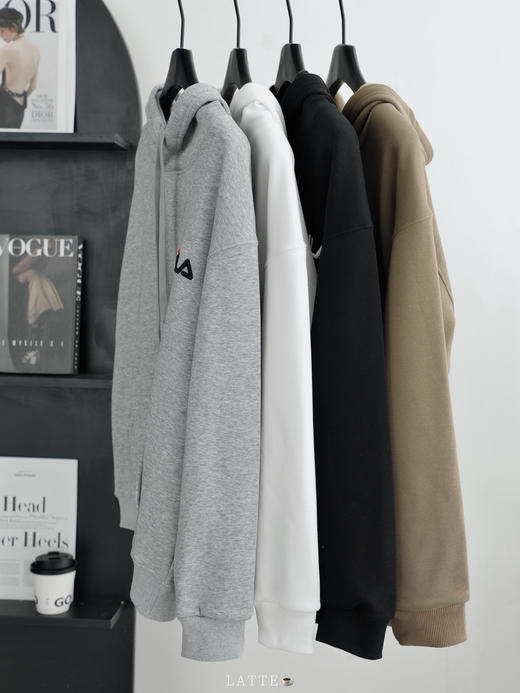 FL字母刺绣牛奶丝加绒男女同款连帽卫衣 商品图10