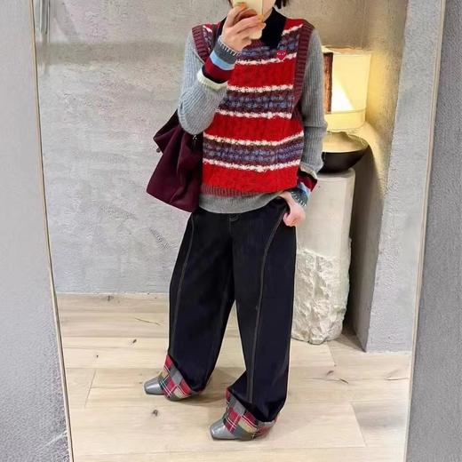 F012471春季新品复古甜妹氛围感撞色条纹针织马甲 商品图9