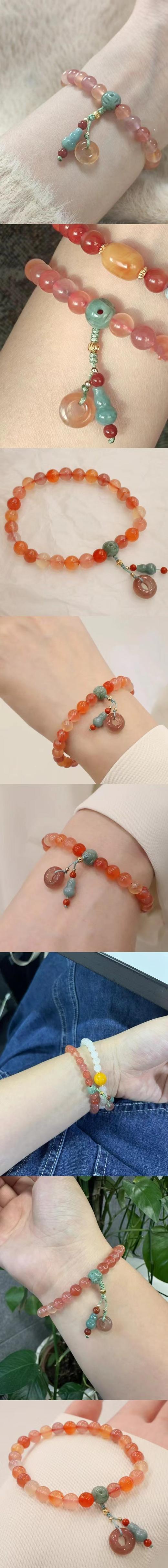 F012416上手显白又温柔富家女南红翡翠手链配包装 商品图13