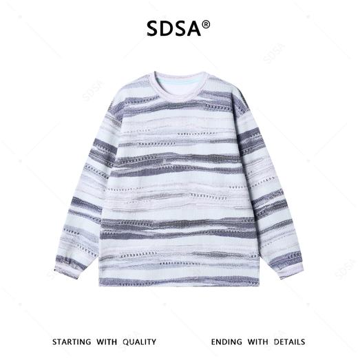 SDSA男士秋冬新款痞帅男装百搭潮流水墨条纹圆领长袖T恤百搭时尚 商品图1