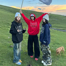 【美式高街钉珠字母连帽卫衣】春款新款 加绒加厚宽松情侣装上衣外套 