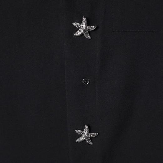 7029SDSA男士春夏新款痞帅男装简约时尚星星纽扣设计长袖衬衫百搭宽松 商品图3