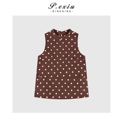 04-3潘依绣丁丁宠粉法式气质波点无袖上衣半裙套装Q6951 商品图1