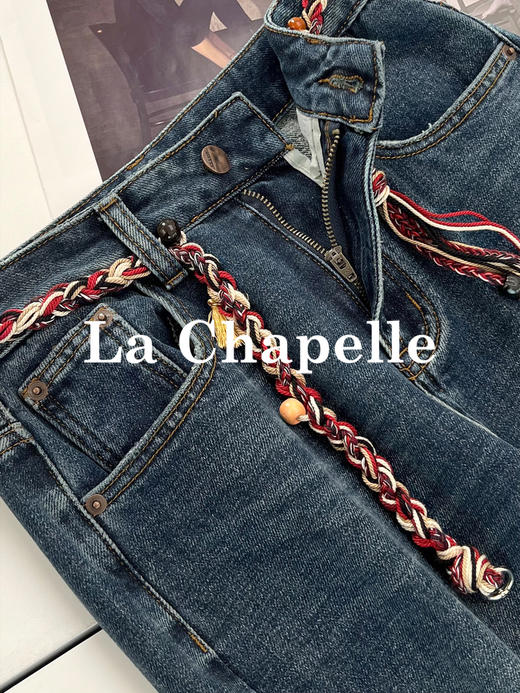 专柜实拍【磨毛/附赠腰带】拉夏贝尔/La Chapelle官网600+高品质！宽松慵懒感显瘦百搭直筒牛仔裤 商品图9