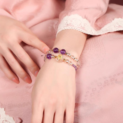 【祈愿吉品】白水晶手链精致百搭双圈 商品图1