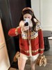 F012419甜酷风的费尔岛提花连帽针织开衫短款宽松连帽设计外套 商品缩略图5
