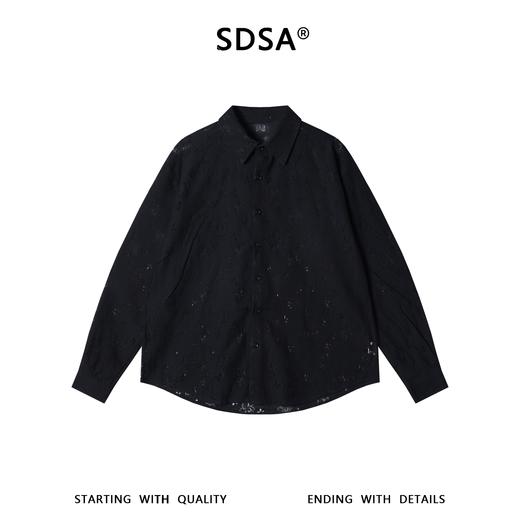 6968SDSA男士秋冬新款痞帅男装潮牌显瘦镂空花卉翻领长袖衬衫百搭时尚 商品图3