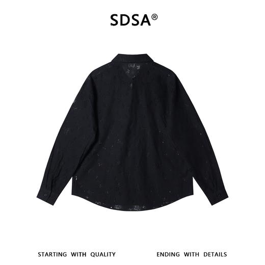 6968SDSA男士秋冬新款痞帅男装潮牌显瘦镂空花卉翻领长袖衬衫百搭时尚 商品图5