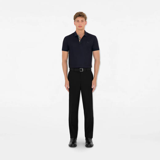 【三】BURBERRY 巴宝莉 男士马术骑士徽标刺绣棉质短袖 Polo 衫 深蓝色 8099165 B1488 商品图2