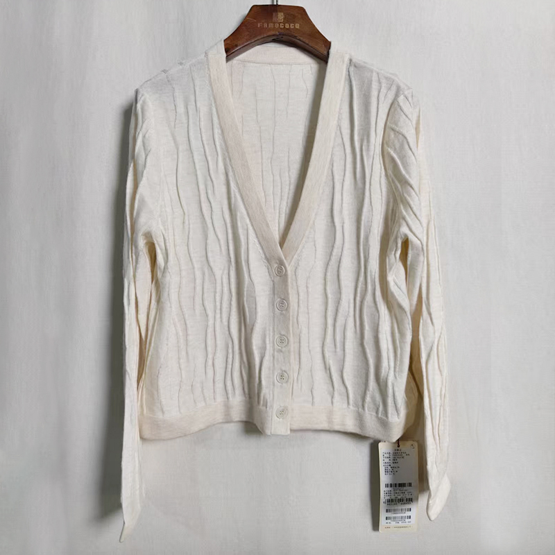 Famecoco范可儿深V领针织开身毛衫FAB6DE009 商品图0