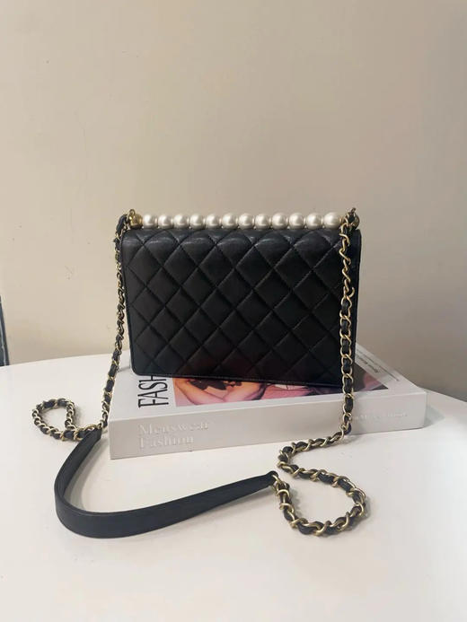 Chanel cf ss19 黑金 羊皮 限量 珍珠 豆腐包 商品图1