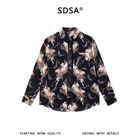 SDSA男士春夏新款痞帅男装复古亲肤撞色设计长袖衬衫百搭休闲衬衣