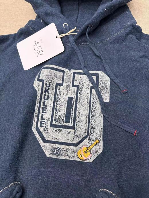 F012475靛蓝吉它刺绣侧拼罗纹插兜连帽衫卫衣 商品图11