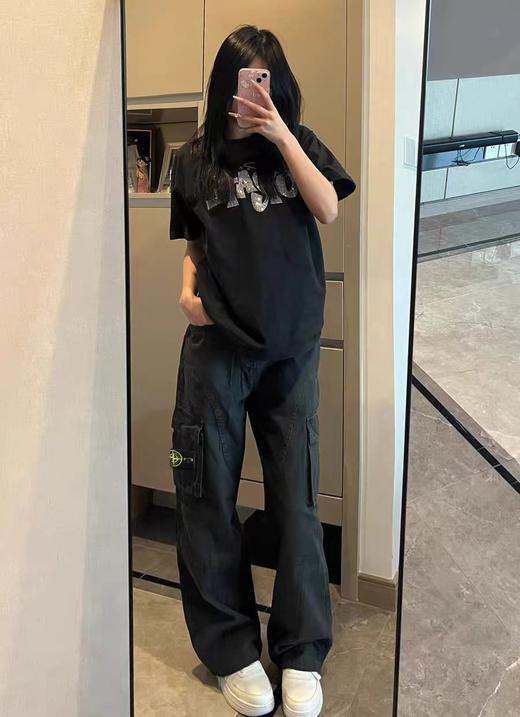 F012457新款美式高街碳素水洗直筒大口袋工装裤子可调节腰带长裤 商品图8