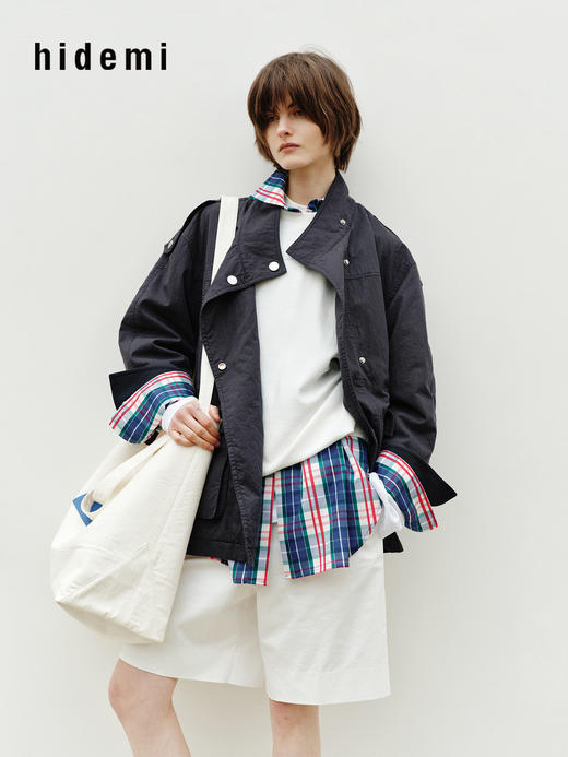 hidemi副线小h 宽松立领猎装夹克风衣外套 商品图7