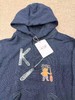F012474靛蓝侧拼罗纹划桨图案插兜连帽卫衣 商品缩略图1