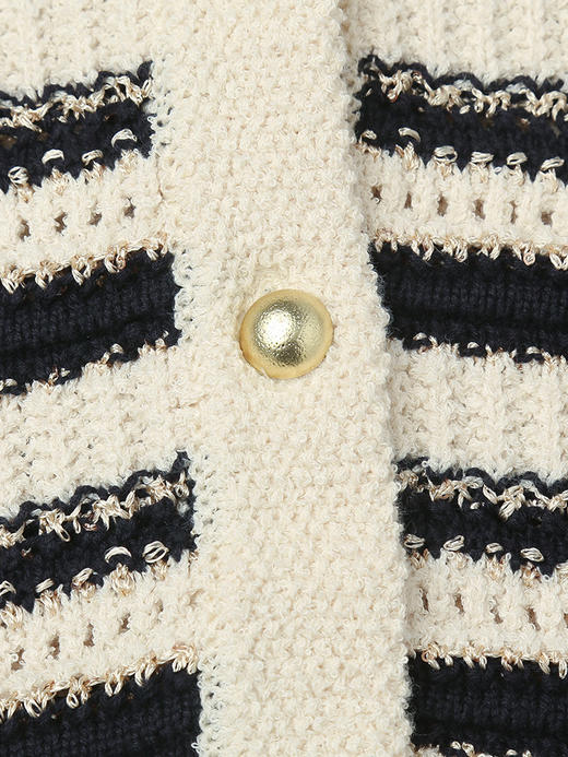 高级感小香风针织开衫 春季黑白条纹宽松显瘦通勤上衣 商品图3