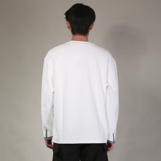 DRONKOO 2026 圆领前金属字母标袖口撞格薄卫衣 商品图4