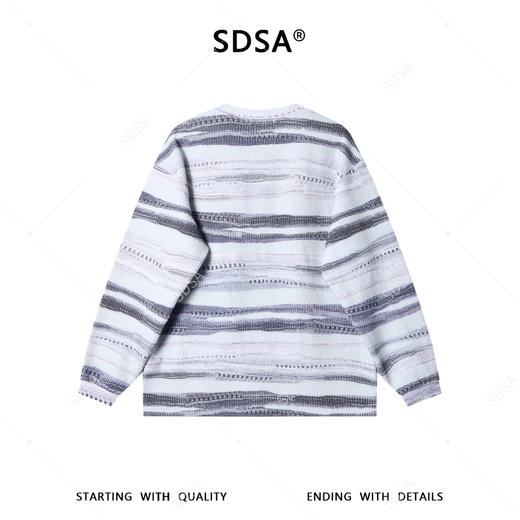 SDSA男士秋冬新款痞帅男装百搭潮流水墨条纹圆领长袖T恤百搭时尚 商品图4