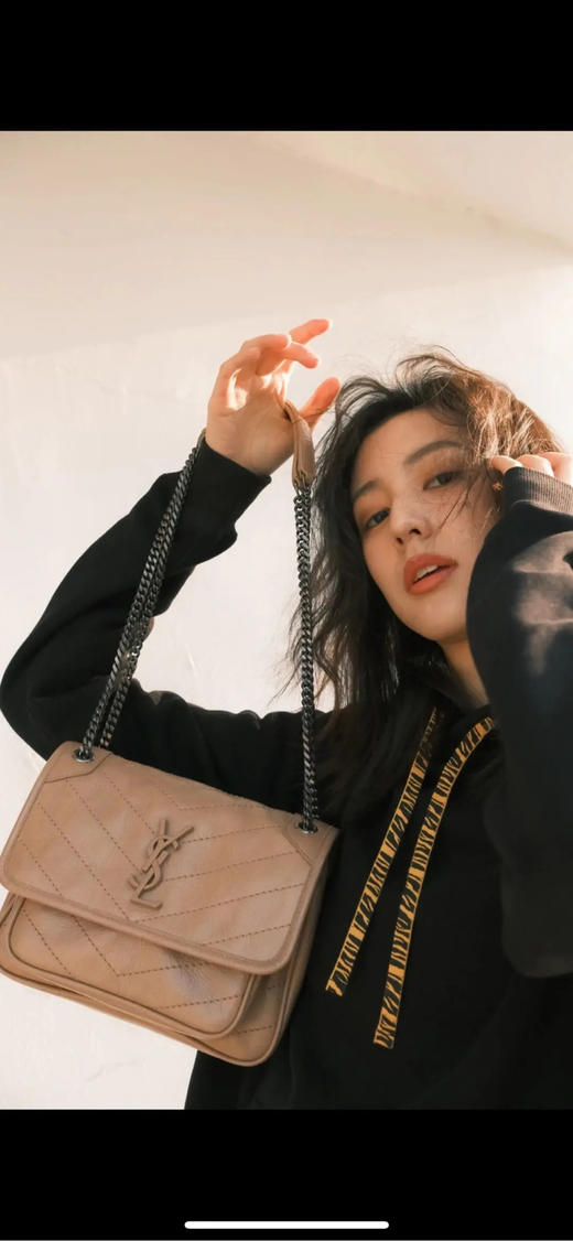 YSL niki 小号 奶茶色 d扣 油蜡牛皮 斜挎包 商品图3