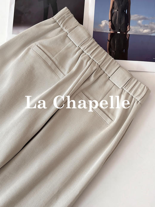 专柜实拍【莱赛尔+亚麻】拉夏贝尔/La Chapelle扣捏褶后腰松紧休闲裤宽松直筒百搭裤 商品图9