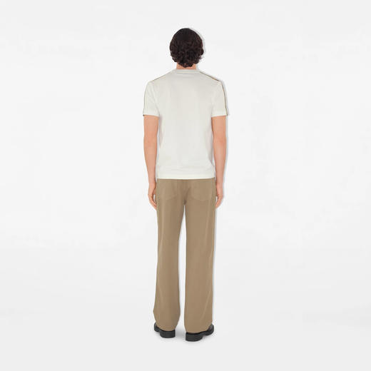 BURBERRY 巴宝莉 男士格纹饰边棉质圆领短袖T恤 白色 8106246 B8764 商品图5