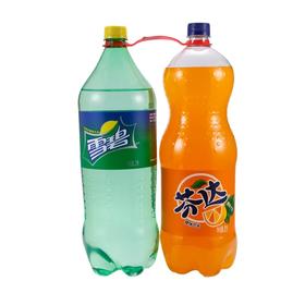 【超市】雪碧Sprite 清爽柠檬味汽水+芬达橙味汽水 2l*2瓶/组