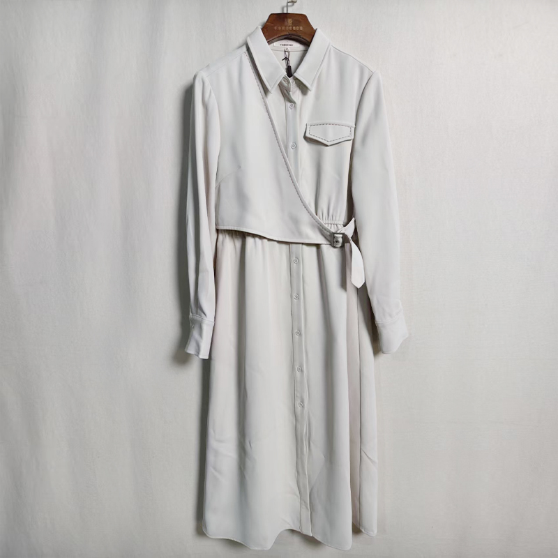 Famecoco范可儿设计感长袖衬衫裙连衣裙F225FA014 商品缩略图0