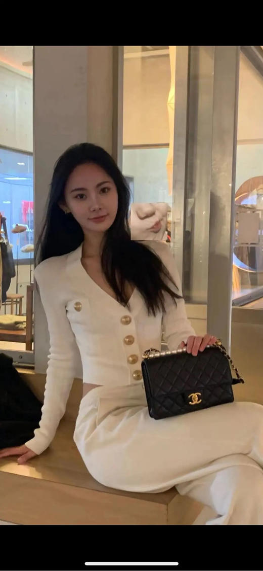 Chanel cf ss19 黑金 羊皮 限量 珍珠 豆腐包 商品图2