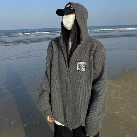 F012459新款毛衣打底连帽开衫慵懒风内搭针织衫外套 商品图3
