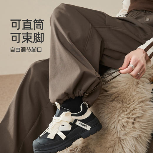 【加厚--两穿-伞兵裤】逸阳秋冬新品高腰遮肉显瘦窄版阔腿百搭休闲裤1841 商品图1