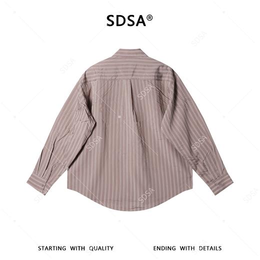 SDSA男士春夏新款痞帅男装老钱风经典条纹翻领衬衫百搭时尚衬衣 商品图4