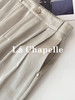 专柜实拍【莱赛尔+亚麻】拉夏贝尔/La Chapelle扣捏褶后腰松紧休闲裤宽松直筒百搭裤 商品缩略图8