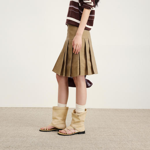 lost in echo2026年春季新款双拉链A字压褶显瘦百搭工装半裙女 商品图3