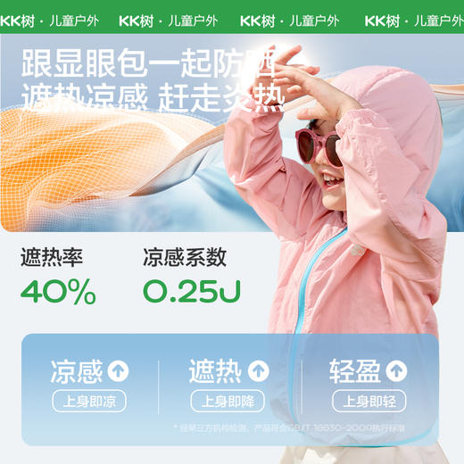 KK树显眼包蝉羽冰皮衣儿童防晒衣，轻薄透气，原纱防晒，UPF100+ 商品图4
