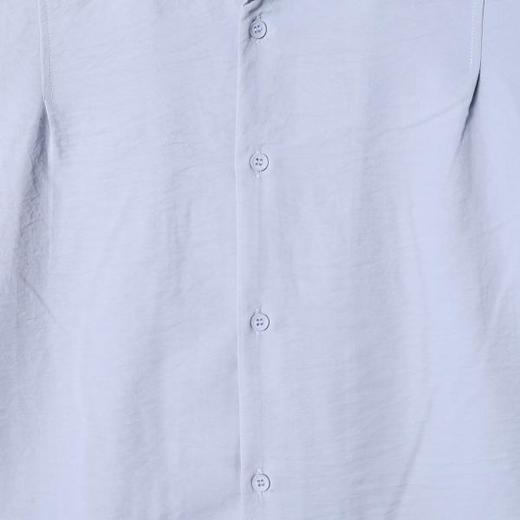 29271SDSA男士春夏新款痞帅男装潮牌时尚纯色褶皱翻领衬衫休闲百搭舒适 商品图3