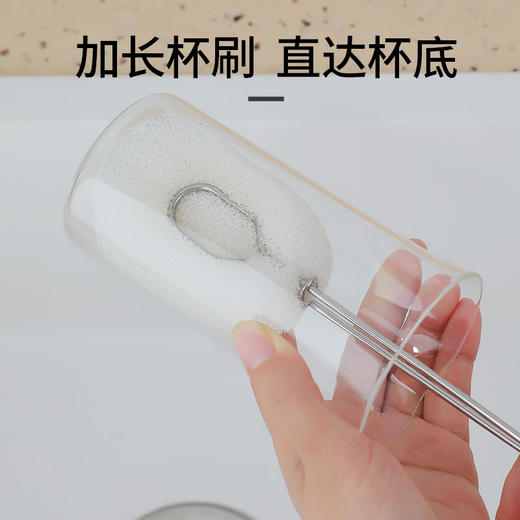 送替换棉头【清洗方便❗️深层去污】仿丝瓜络海绵杯刷不锈钢长柄杯刷清洗杯刷去污多功能清洗奶瓶刷。jc 商品图1