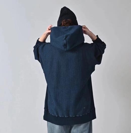F012475靛蓝吉它刺绣侧拼罗纹插兜连帽衫卫衣 商品图8
