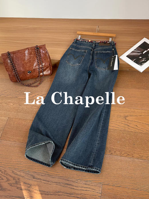 专柜实拍【磨毛/附赠腰带】拉夏贝尔/La Chapelle官网600+高品质！宽松慵懒感显瘦百搭直筒牛仔裤 商品图4