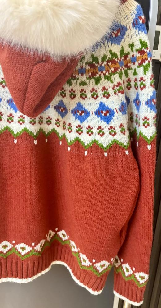 F012419甜酷风的费尔岛提花连帽针织开衫短款宽松连帽设计外套 商品图12