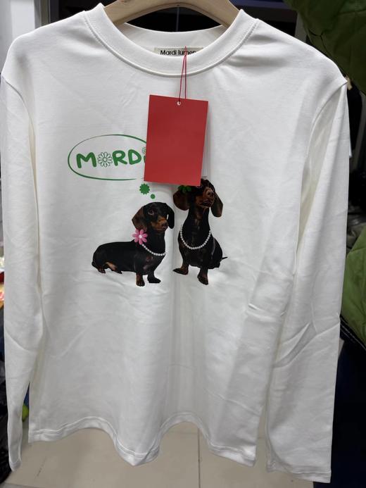 F012483珍珠项链长袖腊肠小狗印花上衣薄款T恤 商品图6